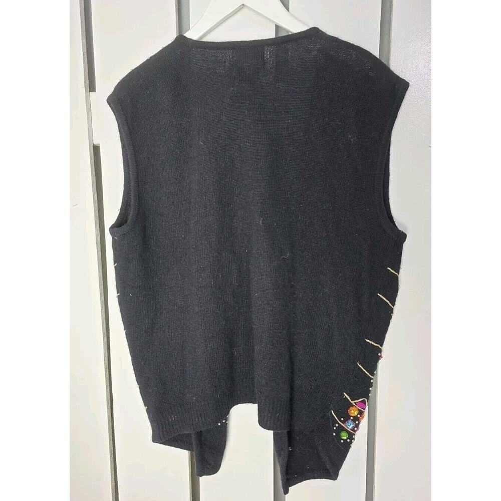 Carducci Lambswool Angora Blend Artsy Embellished Sequin Jewele Open Vest Small - Picture 2 of 7